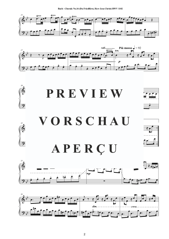 Product gallery: Page 3 of 4 Choral No.16 in B-Dur (Du Friedfürst, Herr Jesu Christ) BWV 1102, , Solo Piano