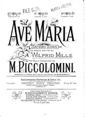 cover: Ave Maria, M. Piccolomini, Gesang, Klavier