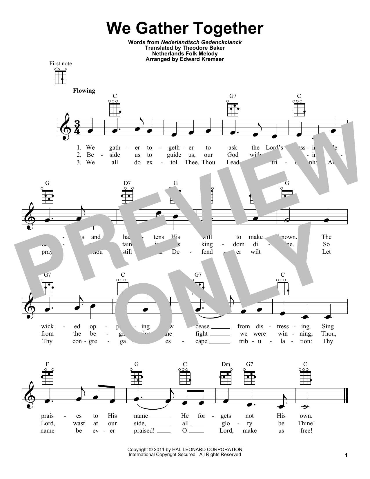 Product gallery: Page 1 of 1 We Gather Together (arr. Eduard Kremser), Netherlands Folk Hymn