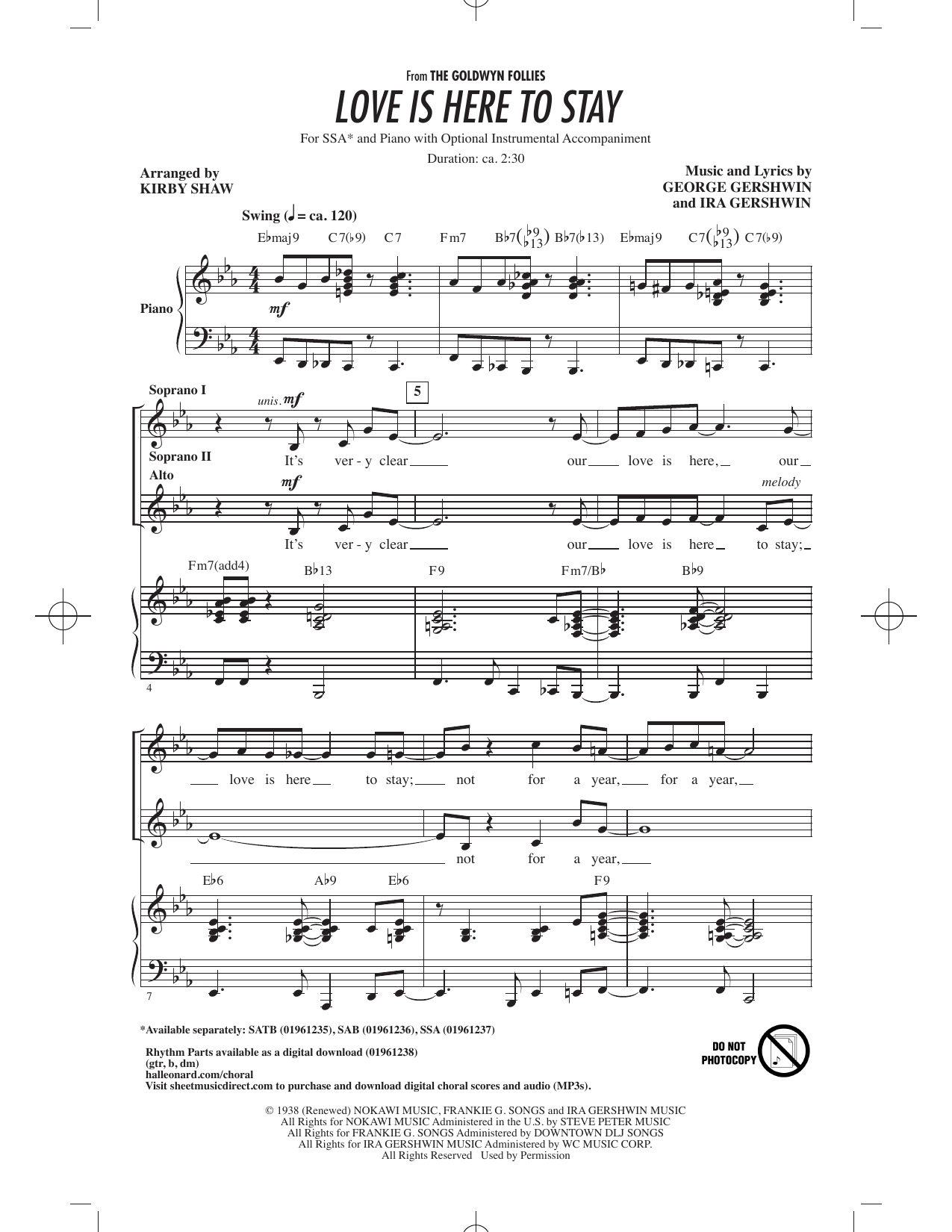 Produktbild zu: Love Is Here To Stay (arr. Kirby Shaw)