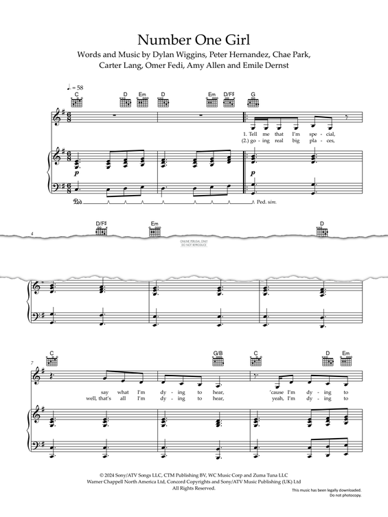 Produktgalerie: Seite 1 von 1 Number One Girl, Rosé, Gesang, Gitarre, Klavier