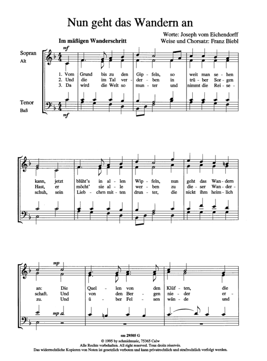 Product picture to: Nun geht das Wandern an Wanderlied