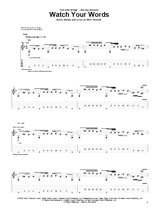 Produktgalerie: Seite 1 von 1 Watch Your Words, Alter Bridge, Gitarre