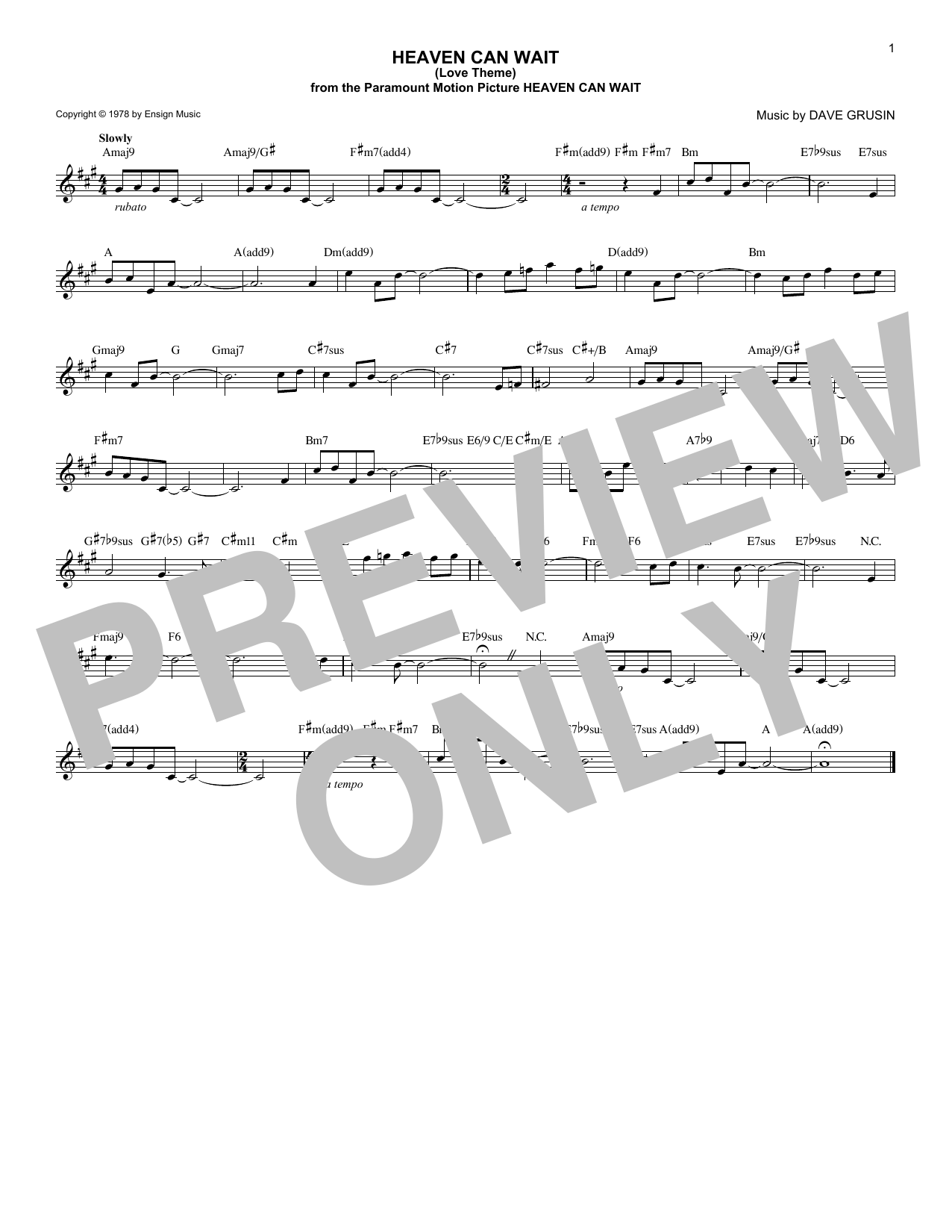 Produktbild zu: Heaven Can Wait (Love Theme)