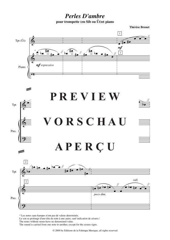 Produktgalerie: Seite 3 von 21 Perles d'Ambre , , (Trompete in B oder C + Klavier)