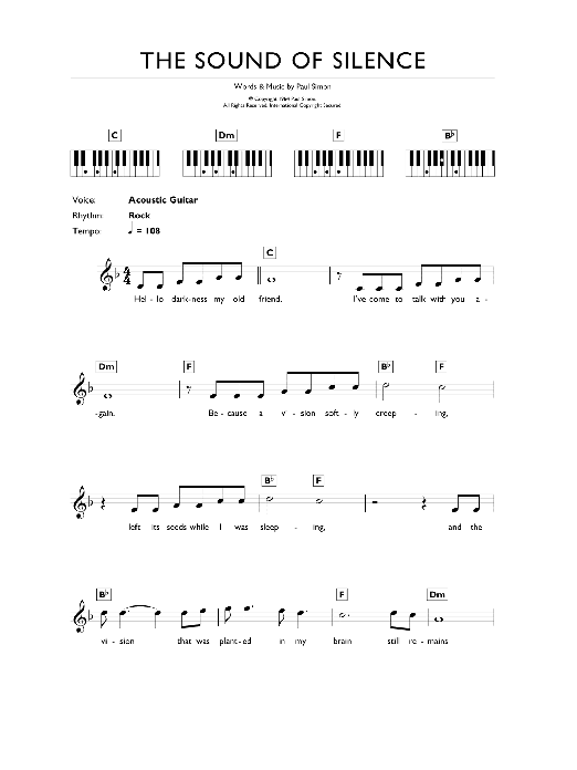 Produktgalerie: Seite 1 von 1 The Sound Of Silence, Simon & Garfunkel, Klavier