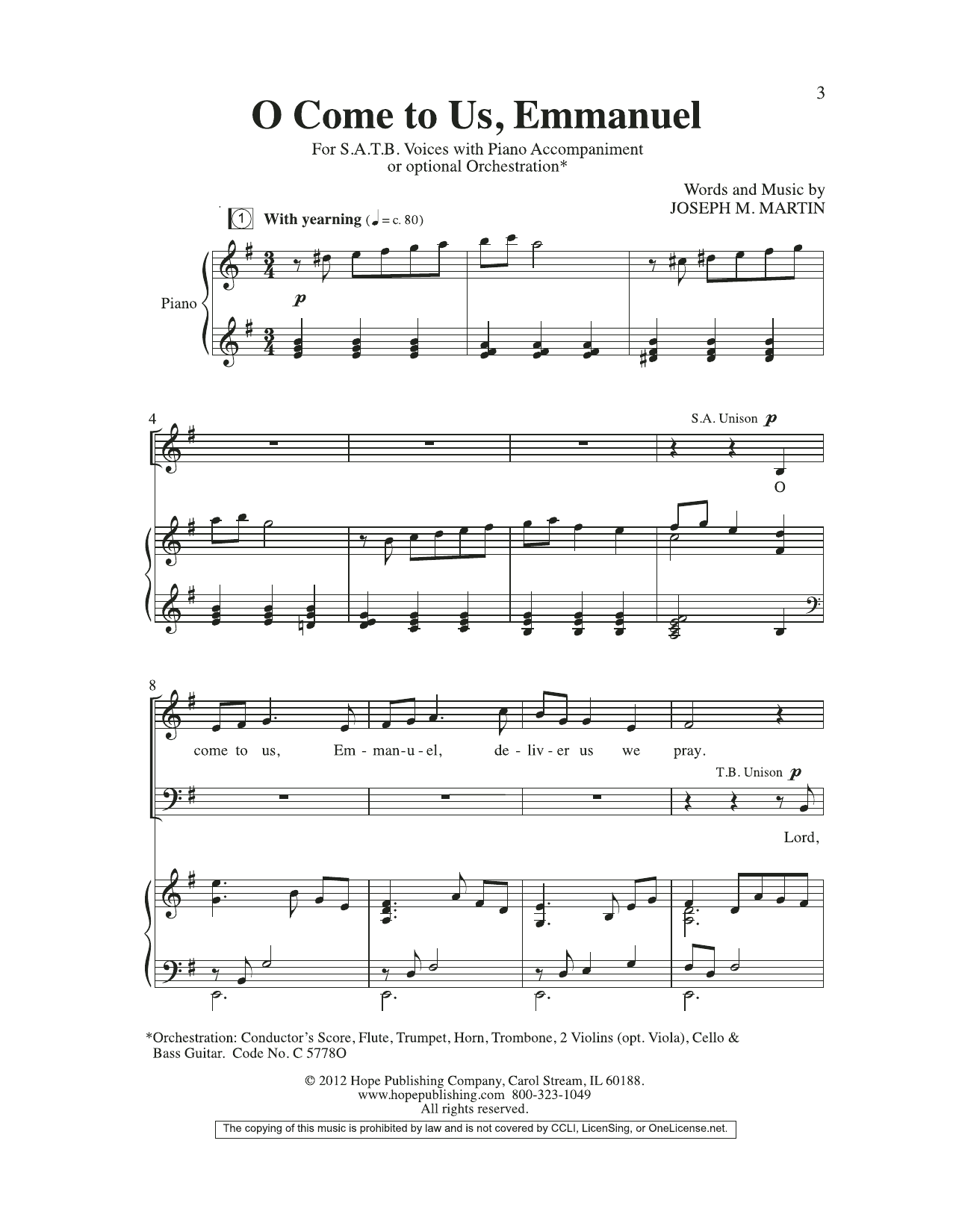 Produktbild zu: O Come To Us, Emmanuel