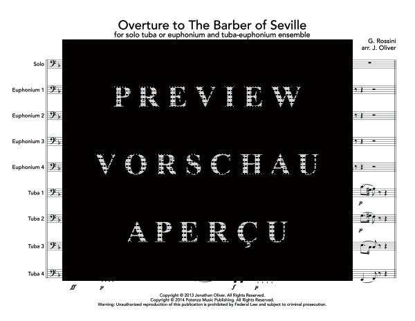 Produktgalerie: Seite 5 von 11 Overture to the Barber of Seville, , (Blechbläser Ensemble Euphonium/Tuba + EEEETTTT)