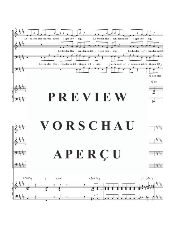 gallery: Lobe den Herren, den mächtigen König der Ehren EG 316, 317 / GL 392, , Gemischter Chor und Klavier