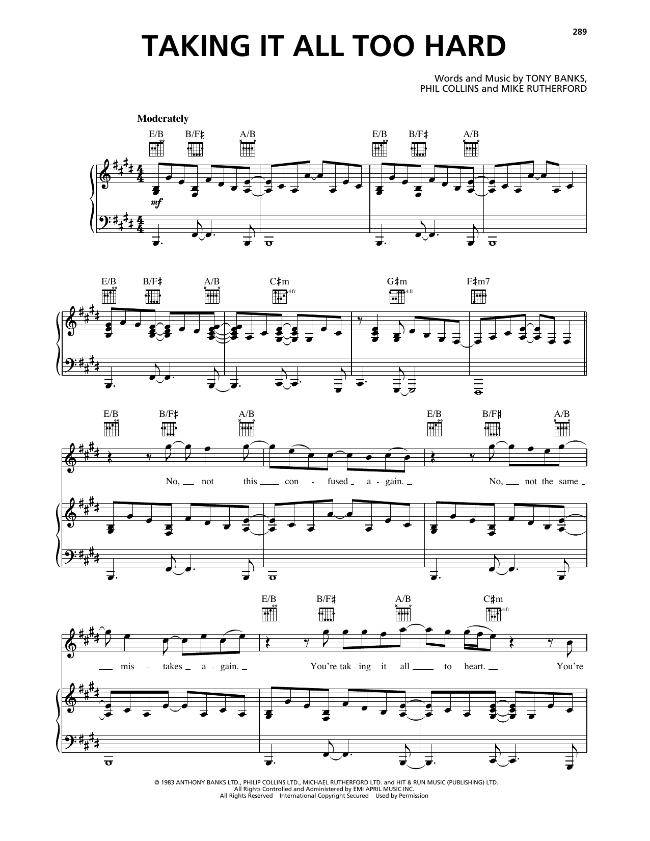 Produktgalerie: Seite 1 von 1 Taking It All Too Hard, Genesis, Gesang, Gitarre, Klavier
