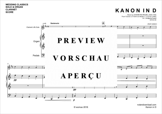 Product gallery: Page 2 of 7 Kanon in D , Leonard Cohen, (clarinet in Bb + organ)