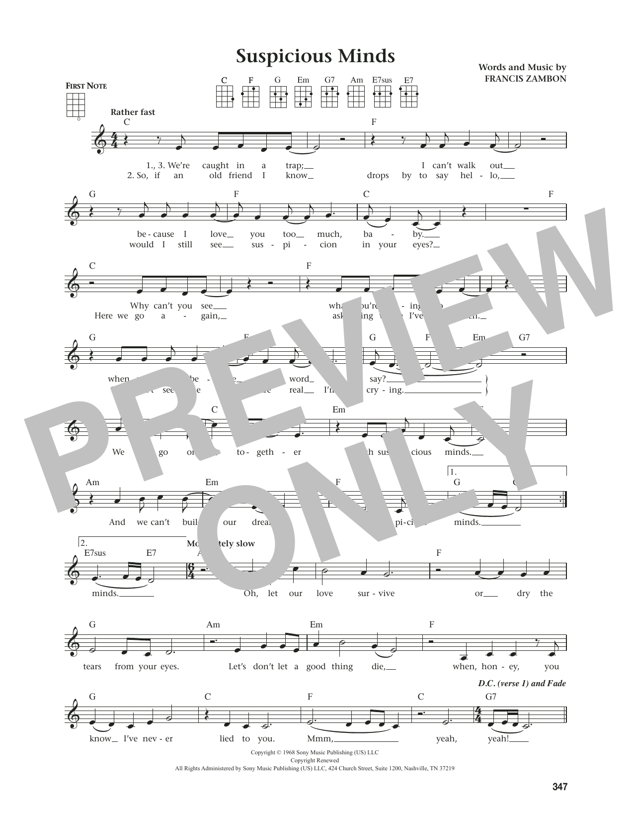 Produktgalerie: Seite 1 von 1 Suspicious Minds (from The Daily Ukulele) (arr. Jim Beloff), Elvis Presley, Ukulele