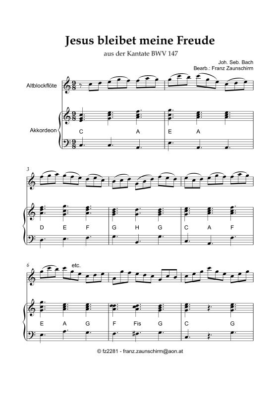 Product picture to: Jesus bleibet meine FreudeJohann Sebastian Bach