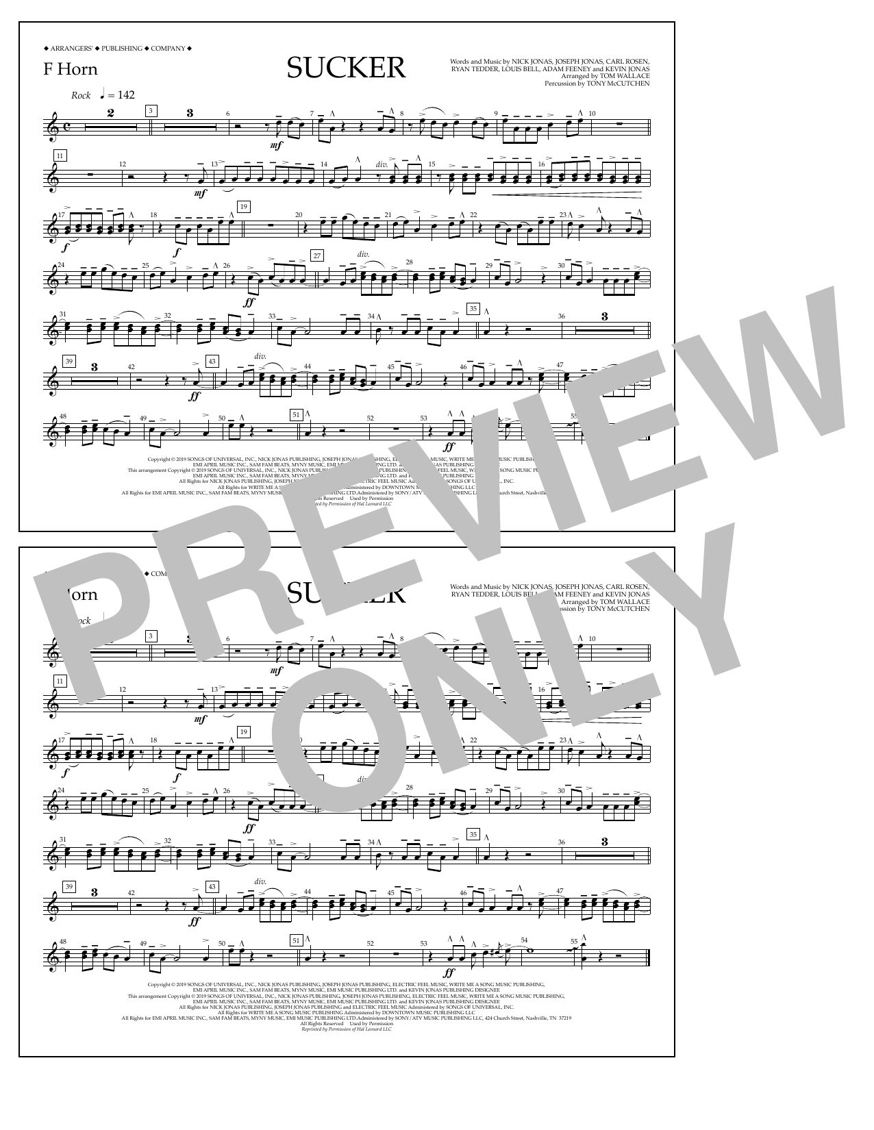 Product picture to: Sucker (arr. Tom Wallace) - F Horn