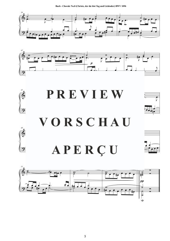 Produktgalerie: Seite 4 von 4 Choral No.8 in A-Moll (Christe, der du bist Tag und Licht) BWV 1096, , Klavier Solo