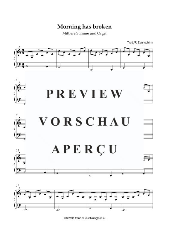 gallery: Morning has broken, , Medium Vocals and Organ