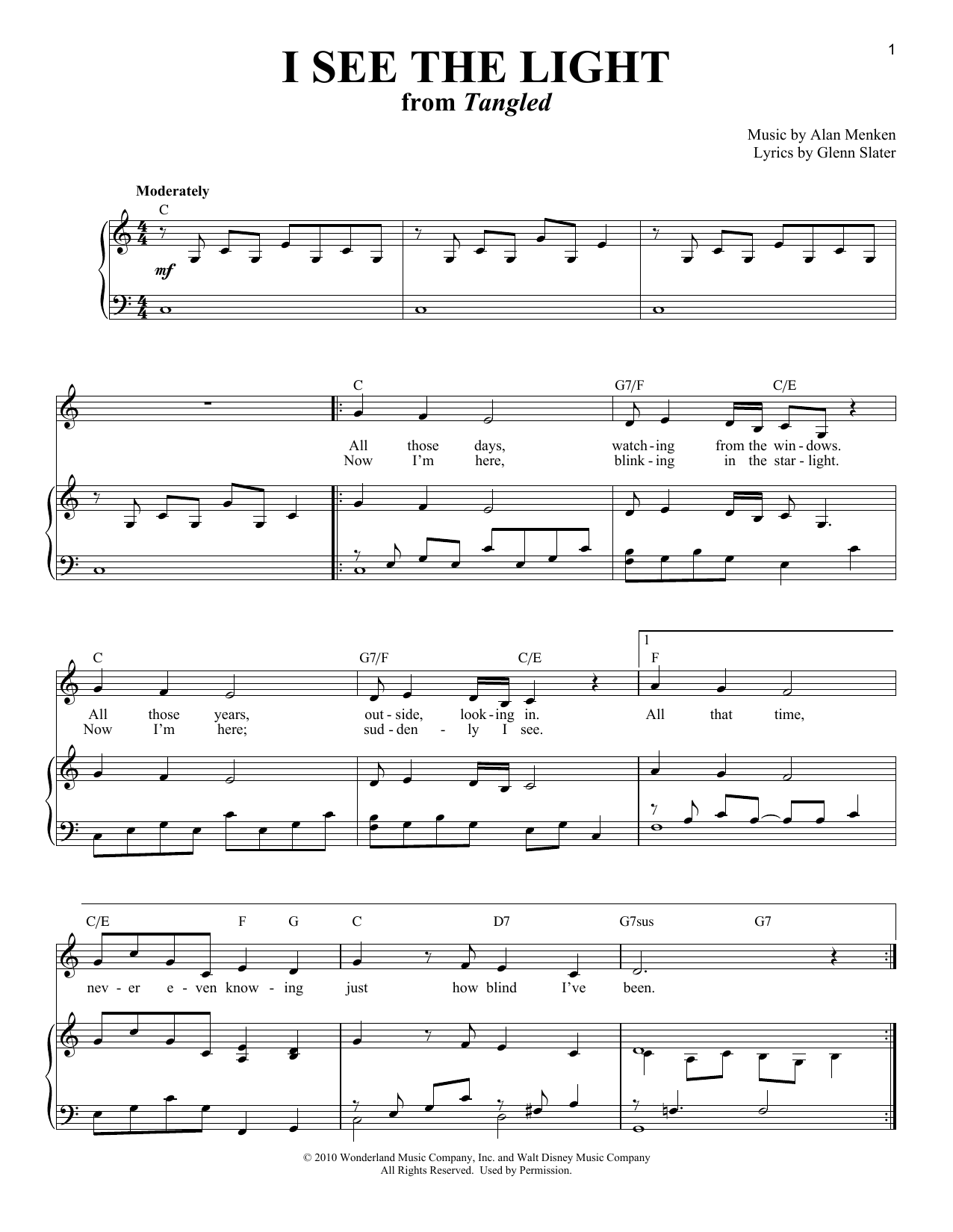 Product gallery: Page 1 of 1 I See The Light (from Tangled), Alan Menken