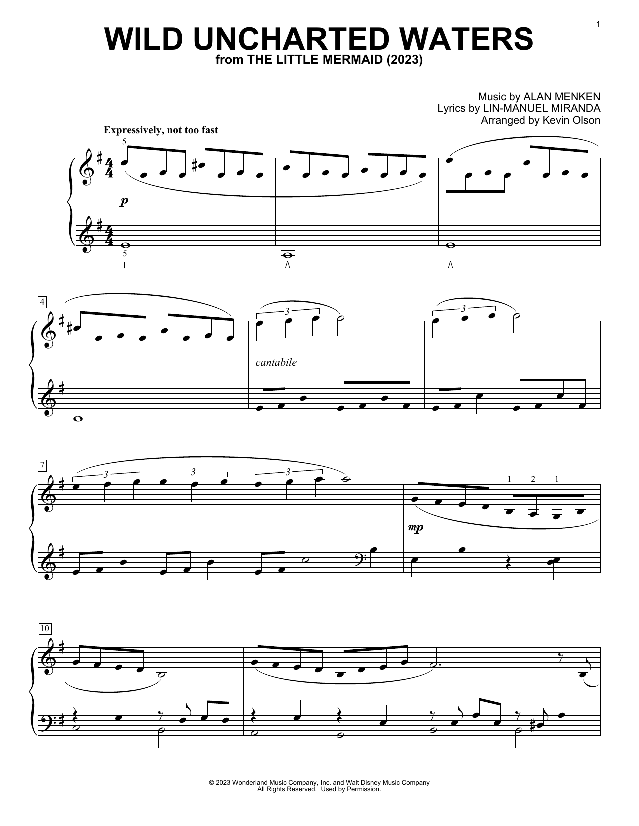 Produktgalerie: Seite 1 von 1 Wild Uncharted Waters (from The Little Mermaid) (2023) (arr. Kevin Olson), Jonah Hauer-King, Klavier