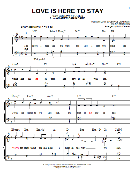 Product gallery: Page 1 of 1 Love Is Here To Stay (arr. Phillip Keveren), George Gershwin