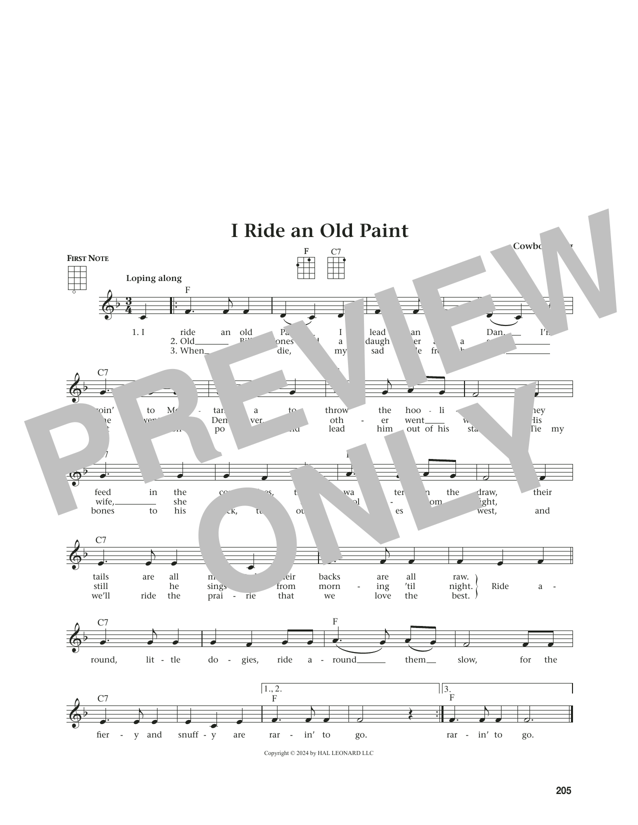 Product gallery: Page 1 of 1 I Ride An Old Paint (from The Daily Ukulele) (arr. Jim Beloff), Cowboy Song