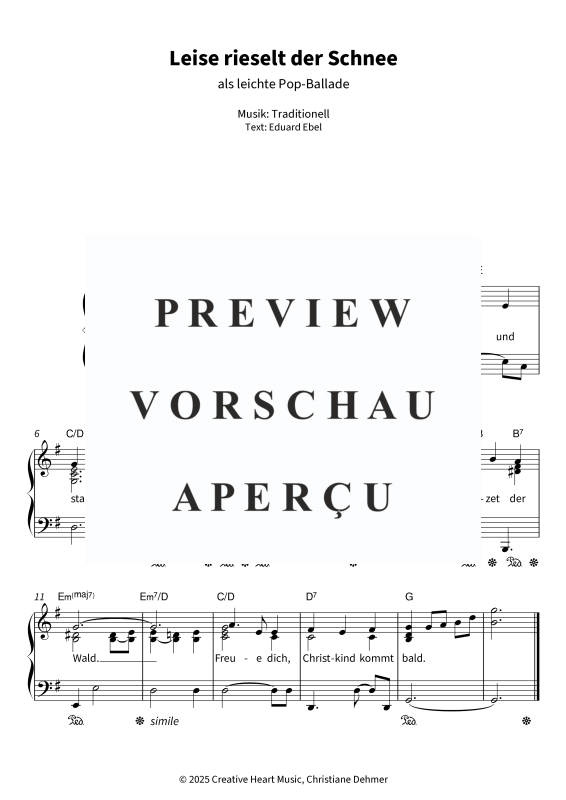 Produktgalerie: Seite 5 von 5 Leise rieselt der Schnee - als leichte Pop-Ballade, , Klavier Solo