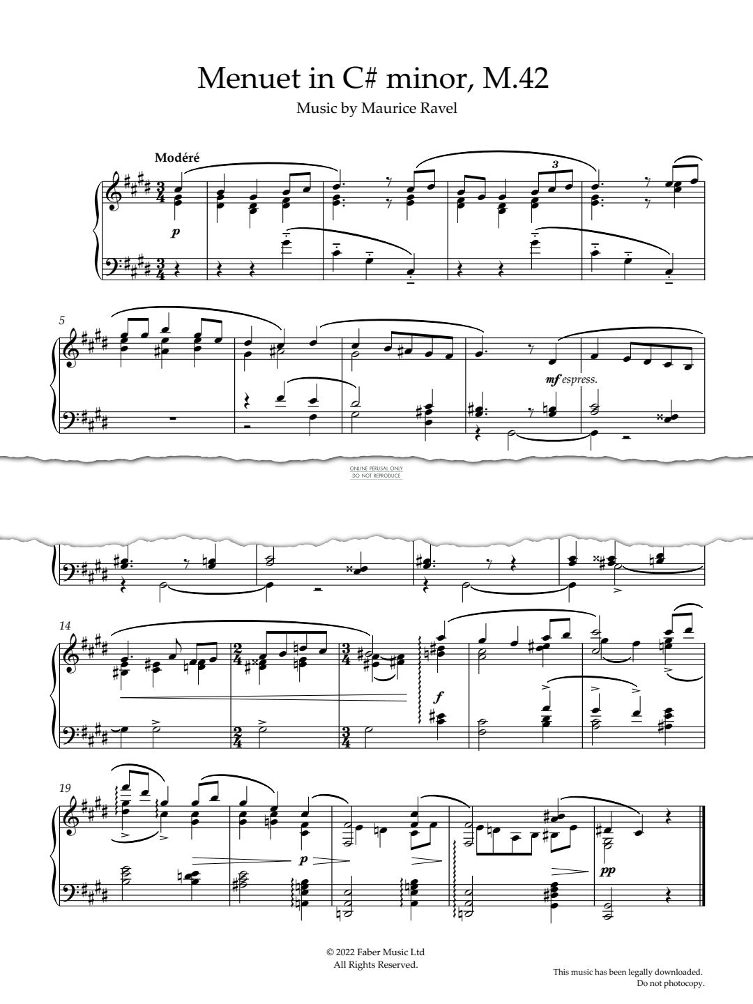 Produktbild zu: Menuet in C Sharp Minor, M.42