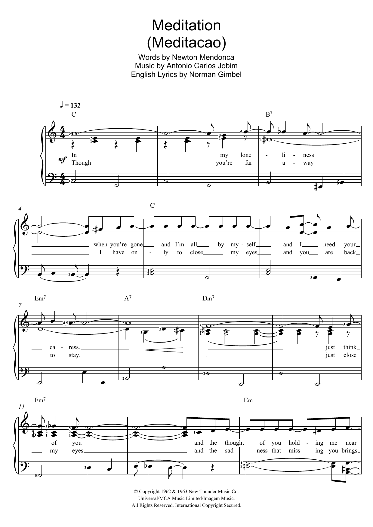 Produktgalerie: Seite 1 von 1 Meditation (Meditacao), Antonio Carlos Jobim, Gesang, Klavier