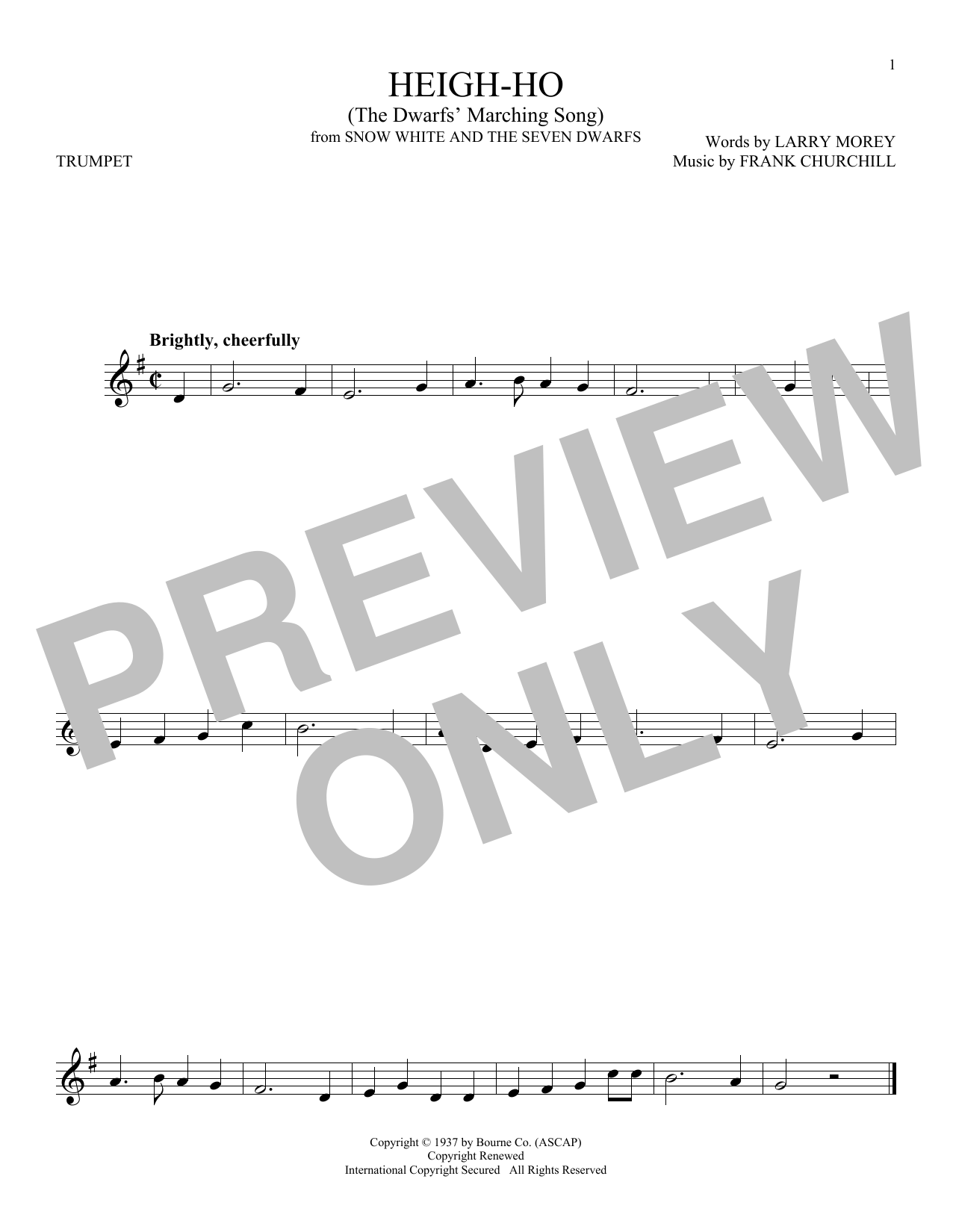 Produktgalerie: Seite 1 von 1 Heigh-Ho (from Snow White And The Seven Dwarfs), Larry Morey & Frank Churchill, Trompete