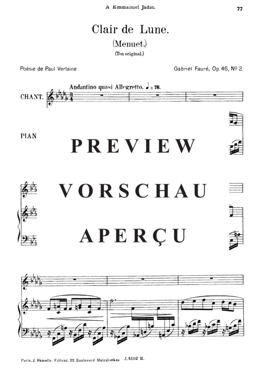 gallery: Clair de lune Op.46 No.2 , , (Gesang mittel + Klavier)