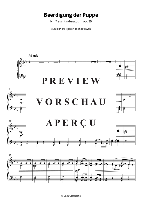 Product picture to: Beerdigung der Puppe - Nr. 7 aus Kinderalbum op. 39 Pjotr Iljitsch Tschaikowski