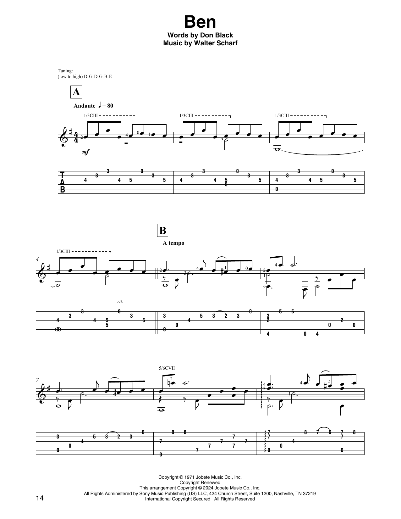 Produktgalerie: Seite 1 von 1 Ben (arr. David Jaggs), Michael Jackson, Gitarre