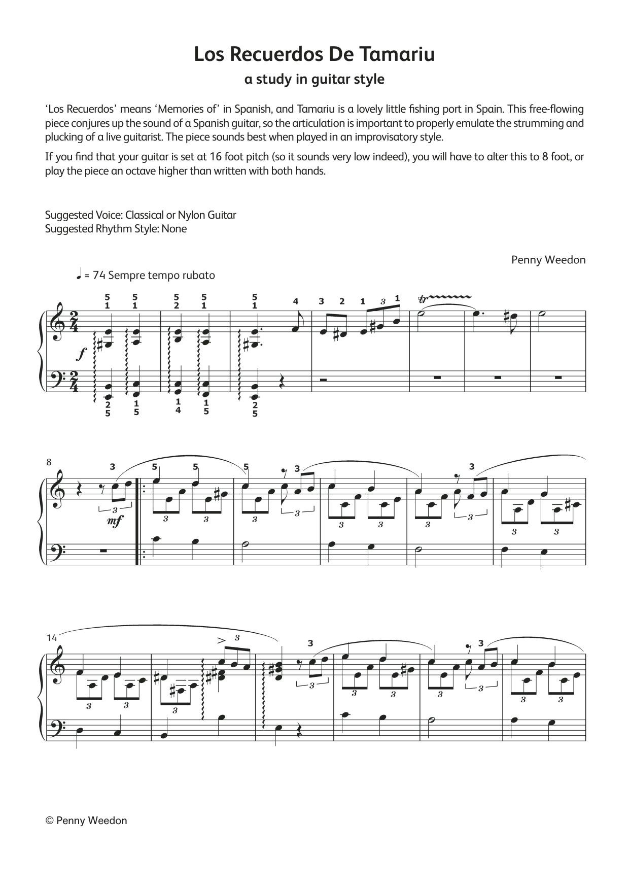 Produktgalerie: Seite 1 von 1 Los Recuerdos de Tamariu (LCME Electronic Keyboard Grade 7 List A), Penny Weedon, Klavier