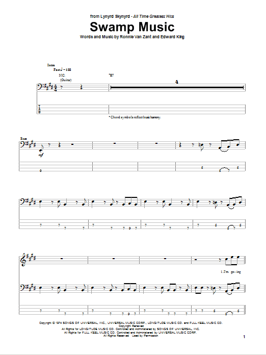 Produktgalerie: Seite 1 von 1 Swamp Music, Lynyrd Skynyrd, E-Bass