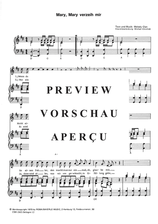 Produktgalerie: Seite 4 von 4 Mary, Mary verzeih mir , , Klavier und Gesang