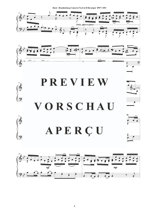 Product gallery: Page 5 of 11 Brandenburg Concerto No. 6 in B flat major BWV 1051, , Solo Piano