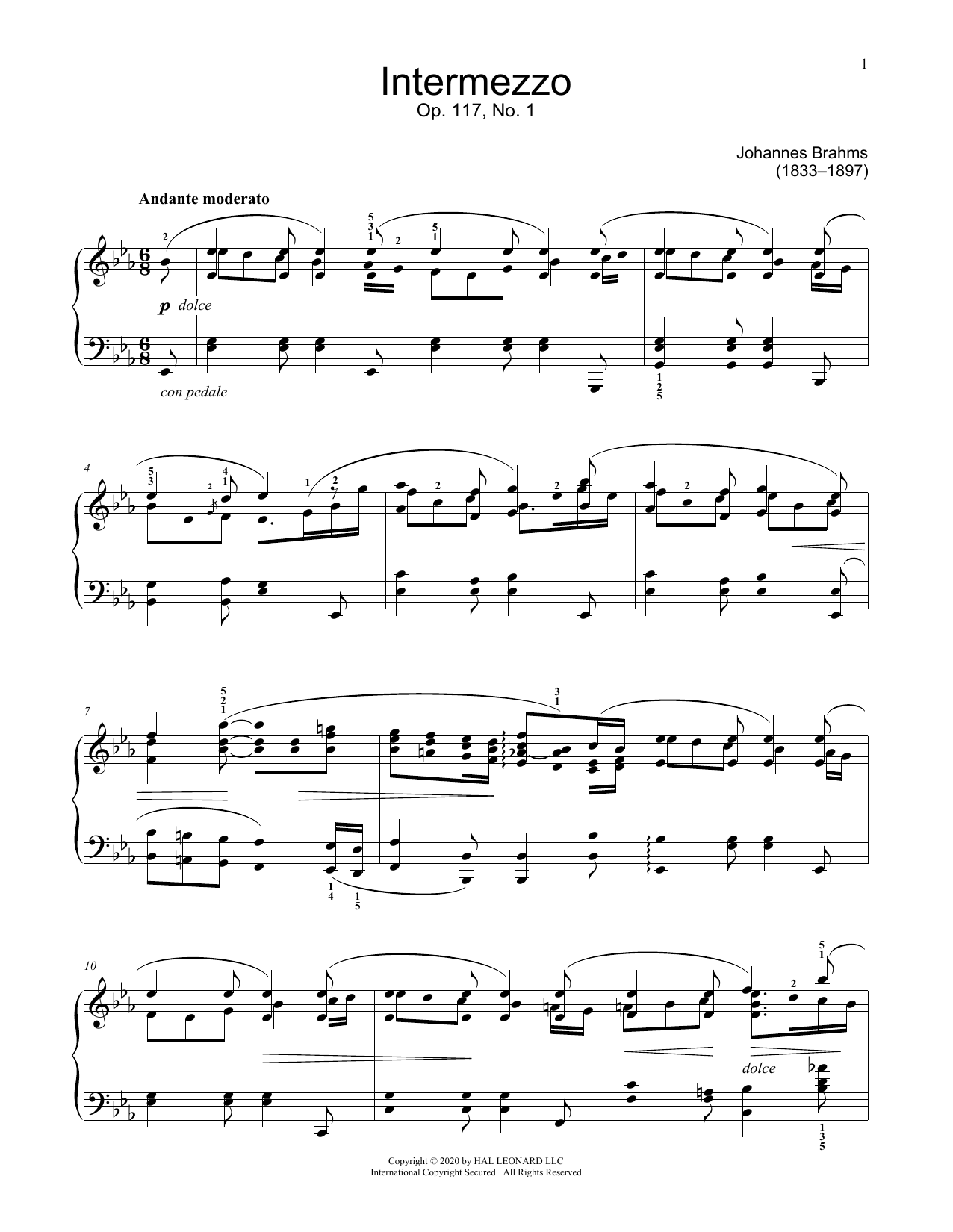 Produktgalerie: Seite 1 von 1 Intermezzo, Op. 117, No. 1, Johannes Brahms, Klavier