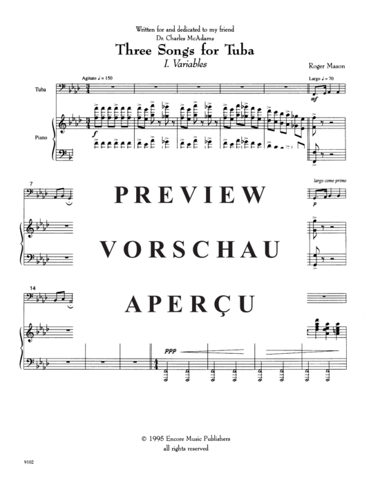 Product gallery: Page 3 of 21 Three Songs for Tuba , , (tuba + piano)
