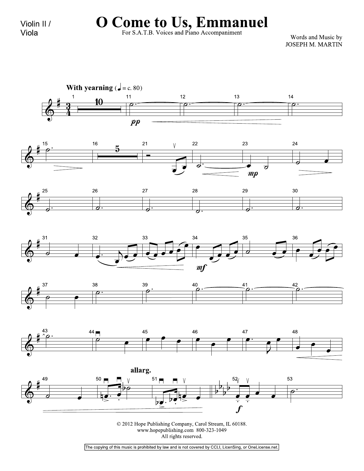 Produktbild zu: O Come To Us, Emmanuel - Violin 2