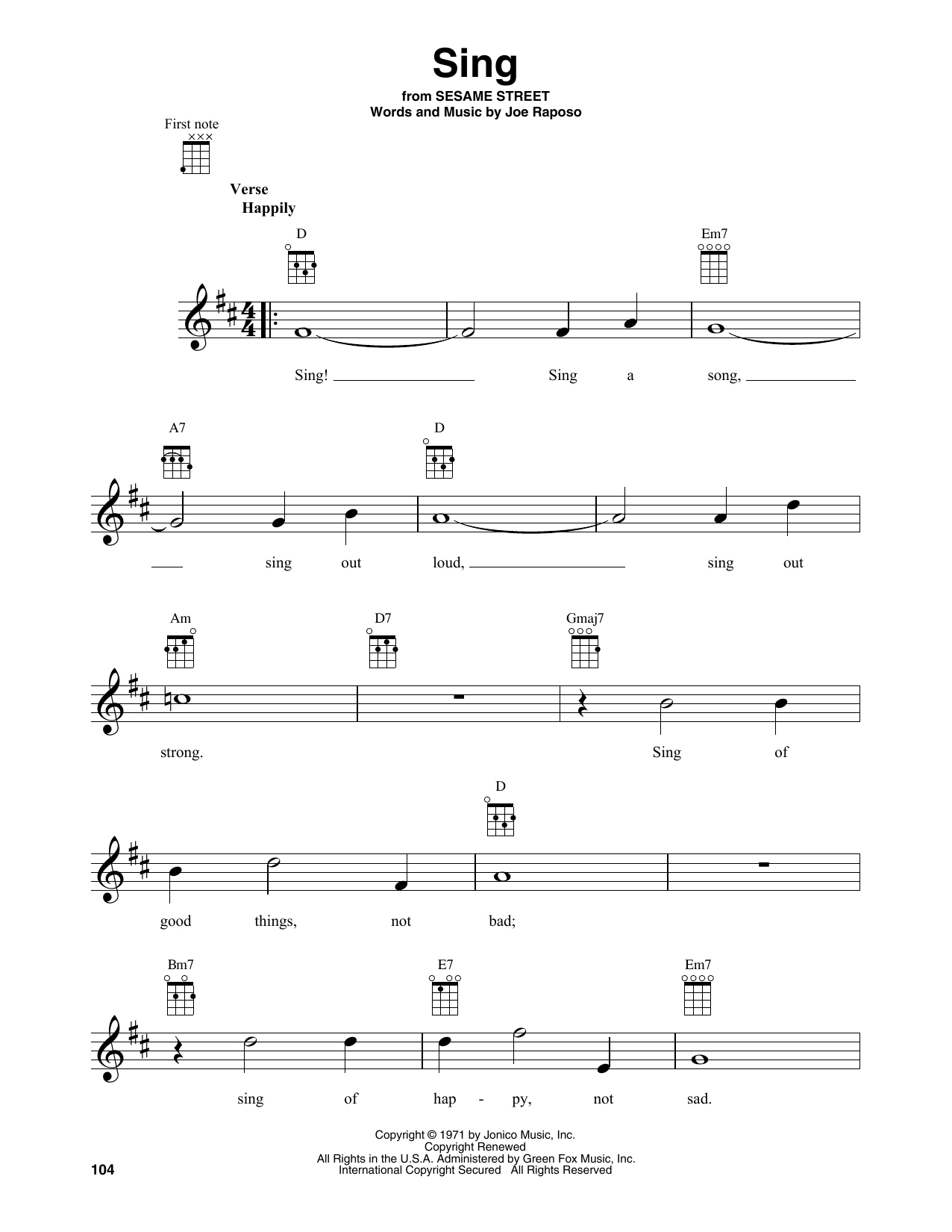 Product gallery: Page 1 of 1 Sing, Joe Raposo
