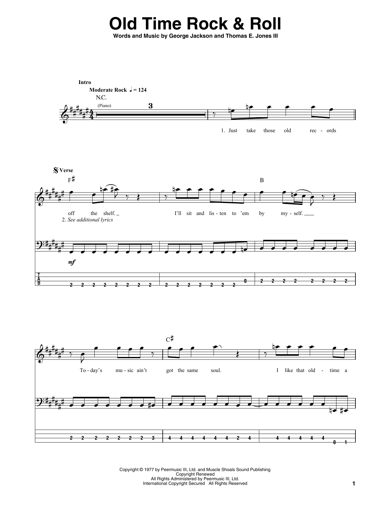 Produktgalerie: Seite 1 von 1 Old Time Rock & Roll, Bob Seger, E-Bass