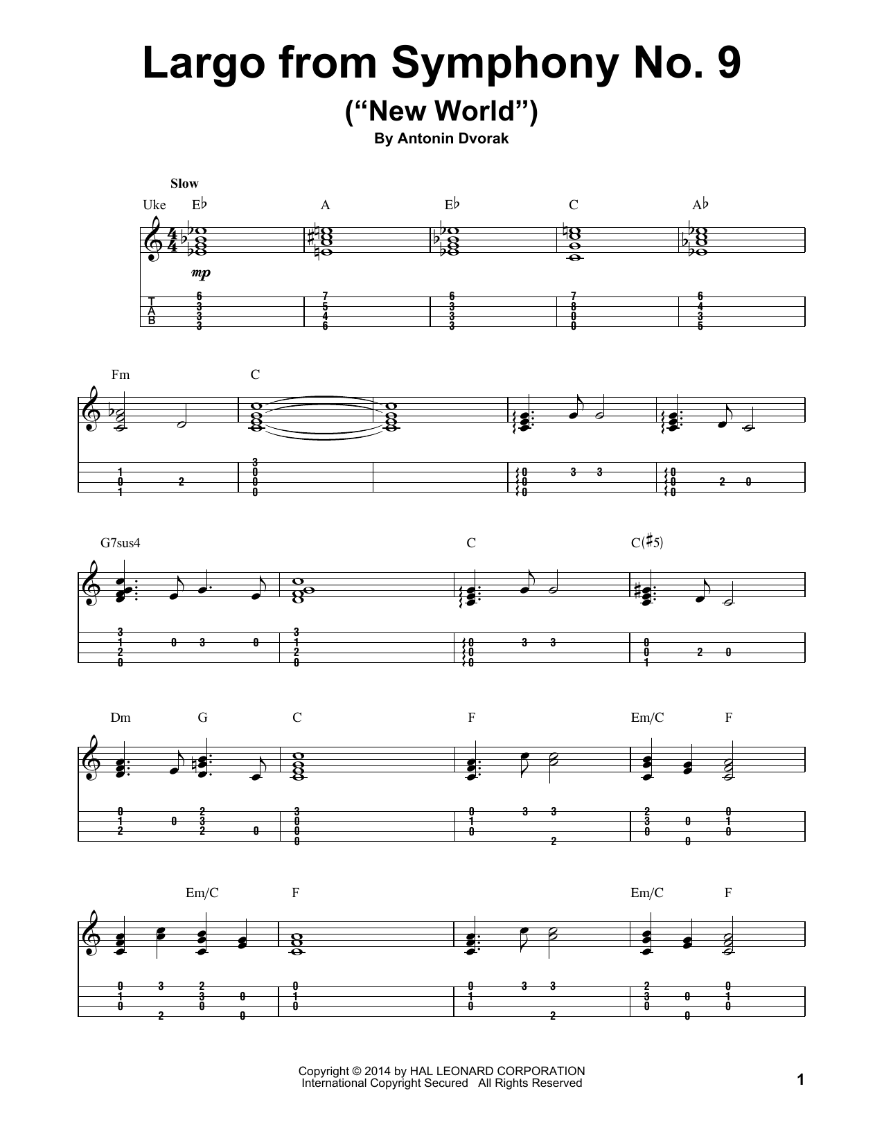 Product gallery: Page 1 of 1 Largo From Symphony No. 9 ("New World"), Antonin Dvorak
