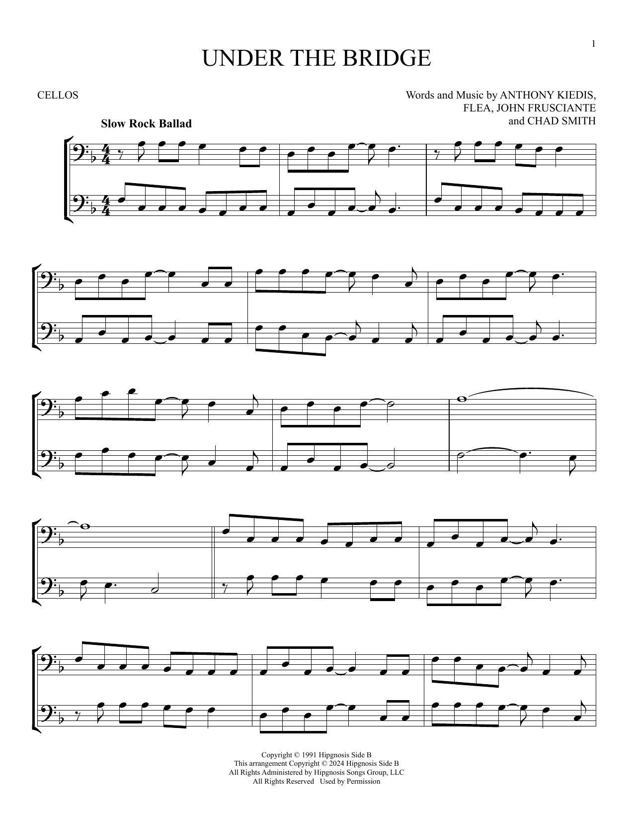 Produktgalerie: Seite 1 von 1 Under The Bridge, Red Hot Chili Peppers, Violoncello