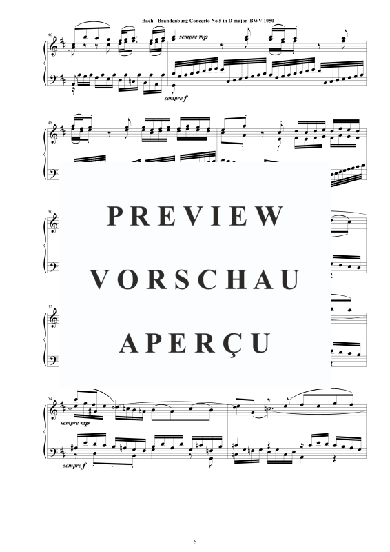 Product gallery: Page 7 of 11 Brandenburg Concerto No. 5 in D major BWV 1050, , Solo Piano