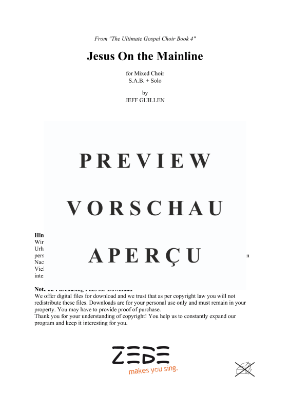 Produktgalerie: Seite 2 von 11 Jesus On the Mainline, , Gemischter Chor SAB, Solo und Klavier