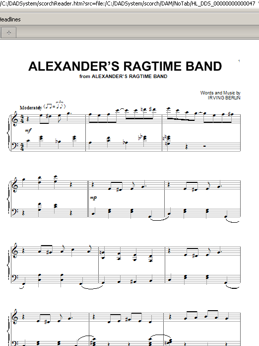 Product gallery: Page 1 of 1 Alexander's Ragtime Band, Irving Berlin