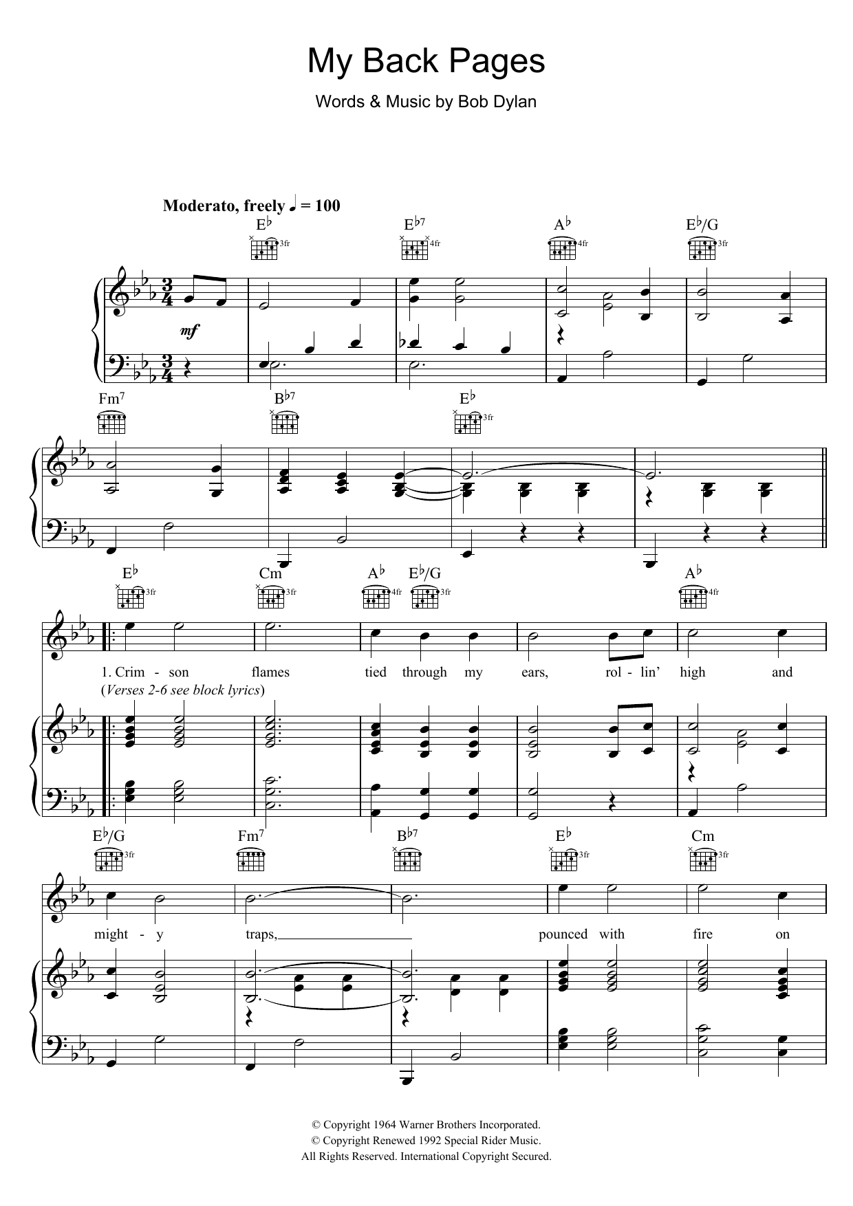 My Back Pages - The Byrds Chords My Back Pages - Online Noten von The Byrds, Bob Dylan - smd-103494