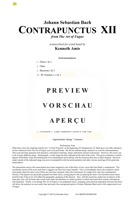 Produktgalerie: Seite 3 von 21 Contrapunctus 12 aus Kunst der Fuge , , (Concert Band)