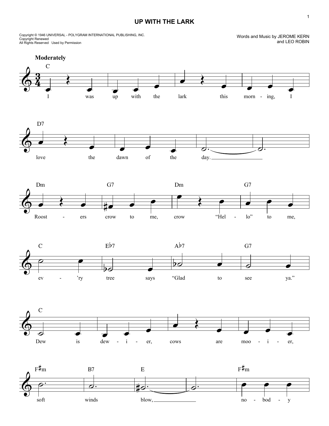 Product gallery: Page 1 of 1 Up With The Lark, Jerome Kern