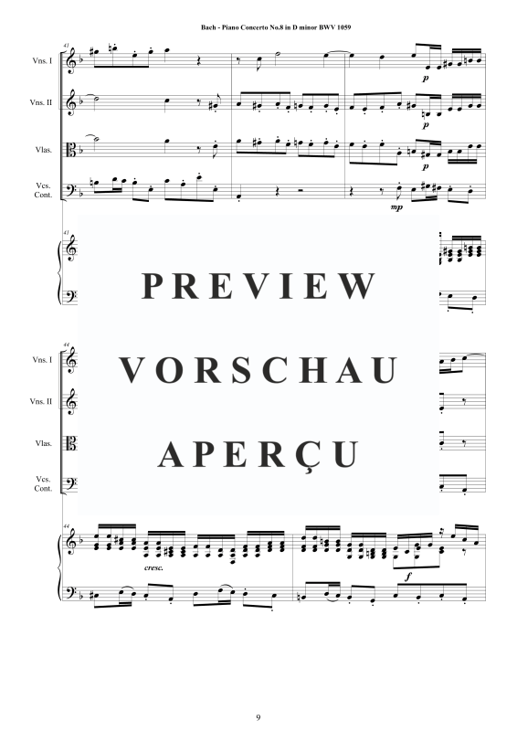 Produktgalerie: Seite 10 von 11 Klavierkonzert Nr. 8 D-Moll BWV 1059, , Klavier Solo und Streichorchester