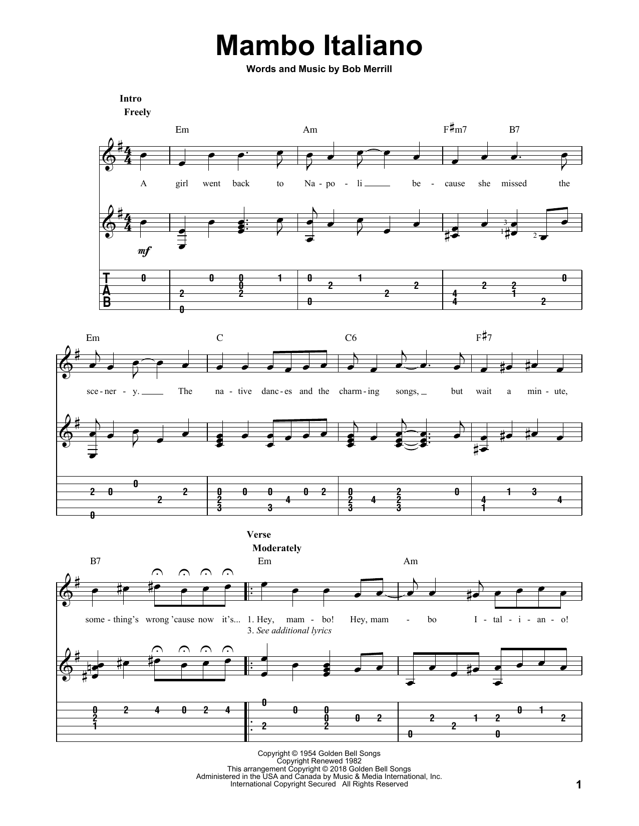 Product gallery: Page 1 of 1 Mambo Italiano, Bob Merrill